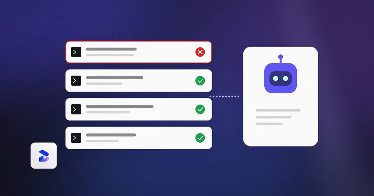 An AI agent proposing actions, with one risky command denied by policy and the rest allowed