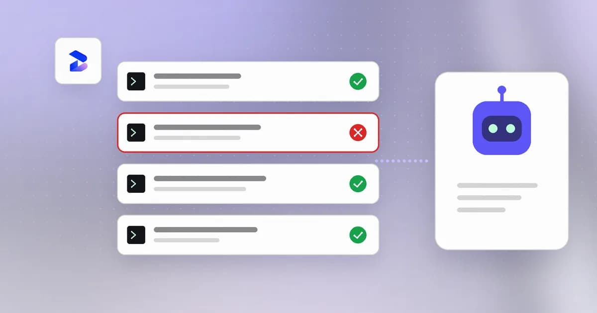 An AI agent proposing actions, with one risky command denied by policy and the rest allowed