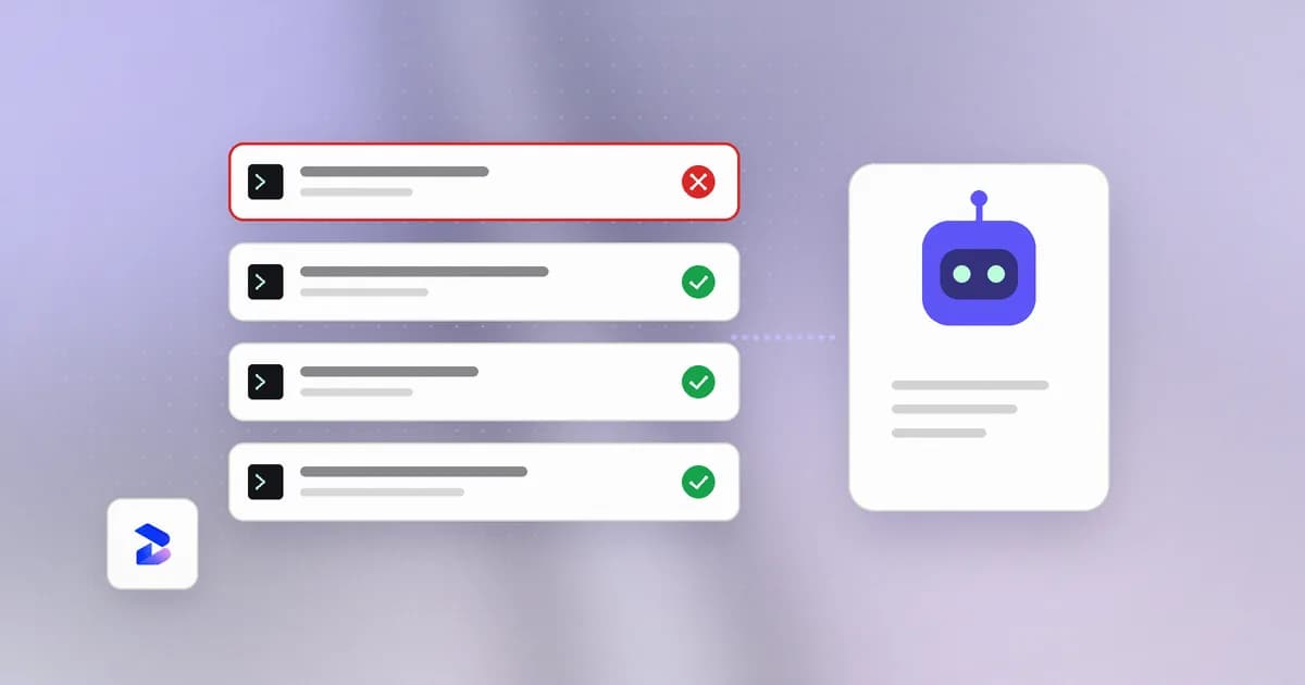 An AI agent proposing actions, with one risky command denied by policy and the rest allowed