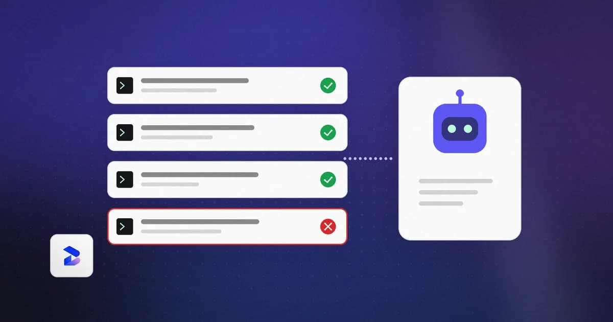 An AI agent proposing actions, with one risky command denied by policy and the rest allowed