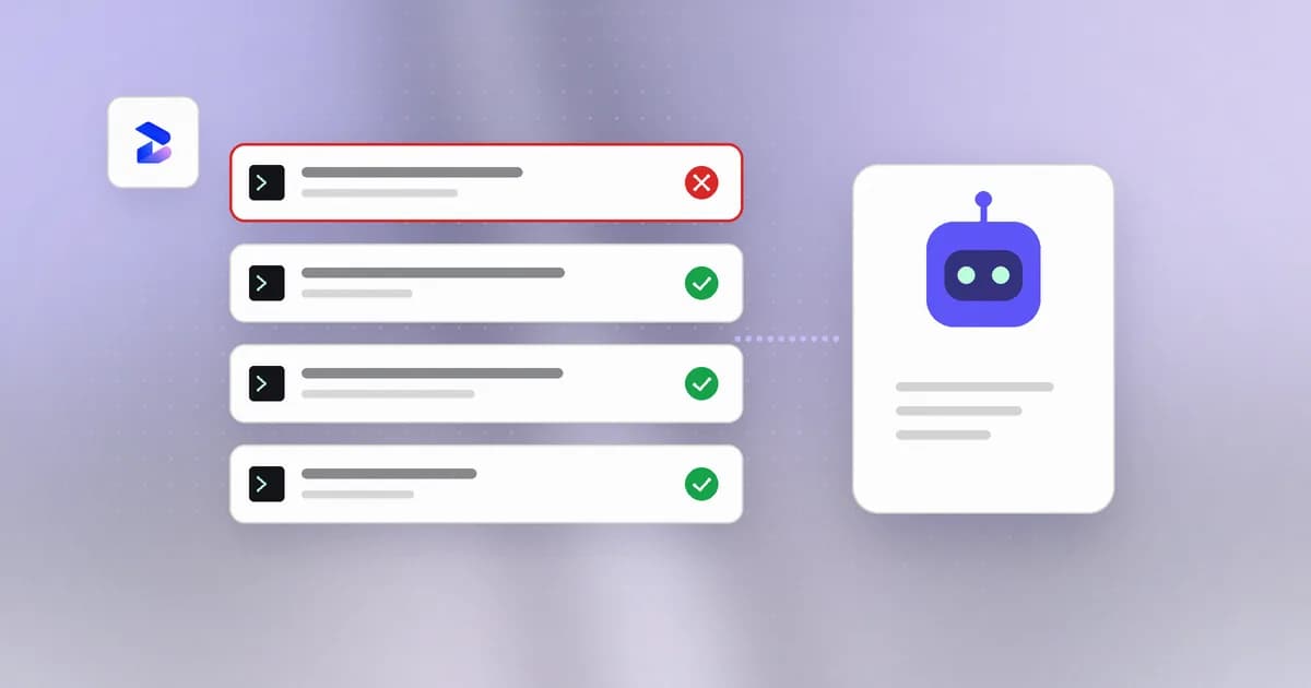 An AI agent proposing actions, with one risky command denied by policy and the rest allowed