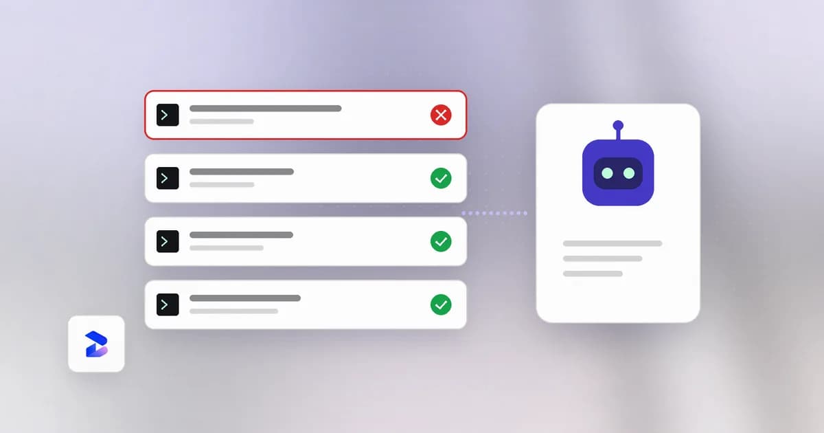 An AI agent proposing actions, with one risky command denied by policy and the rest allowed