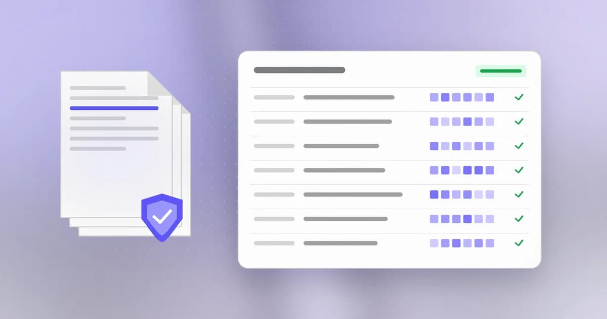 A stack of evidence documents and a hashed audit log with every entry verified