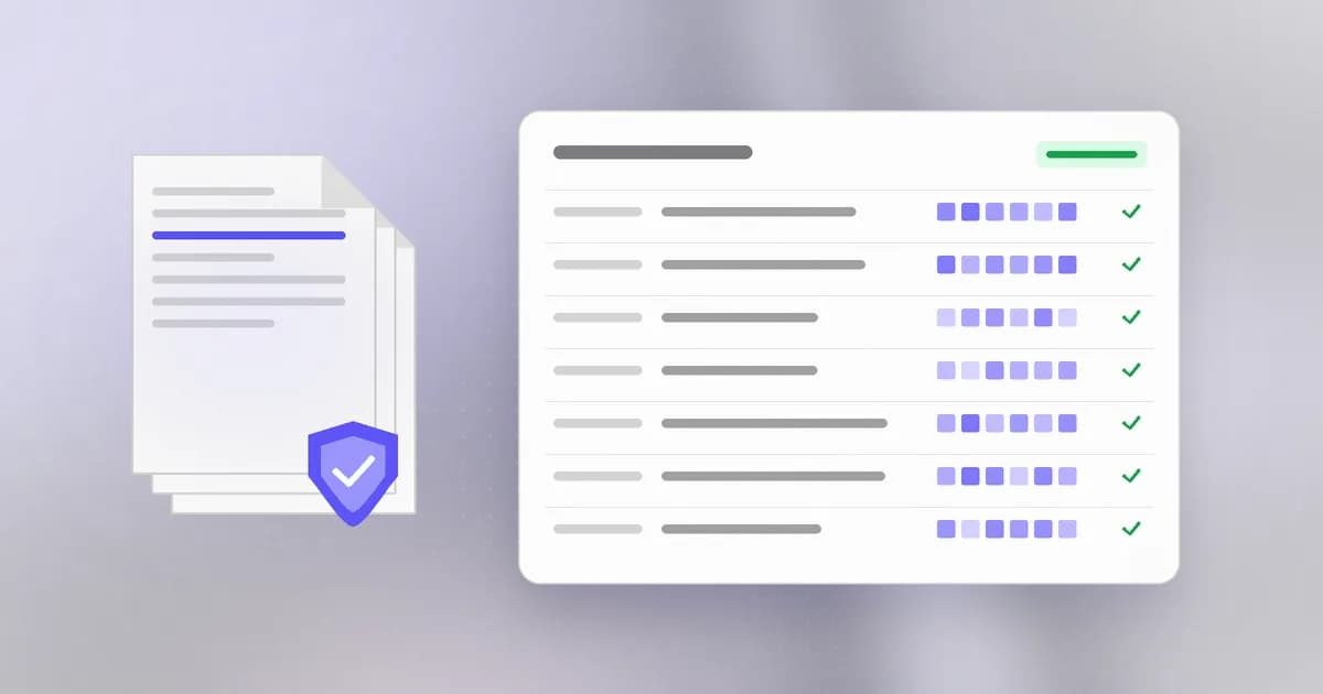 A stack of evidence documents and a hashed audit log with every entry verified