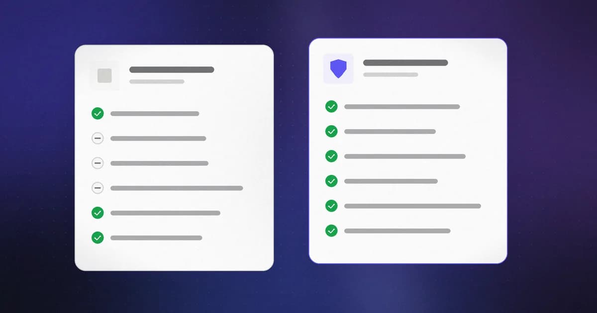 Two options compared side by side, with the stronger one outlined in indigo