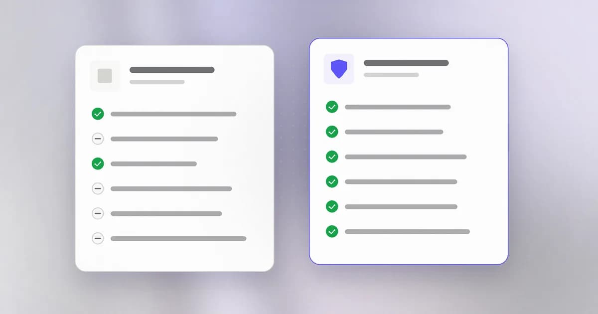 Two options compared side by side, with the stronger one outlined in indigo