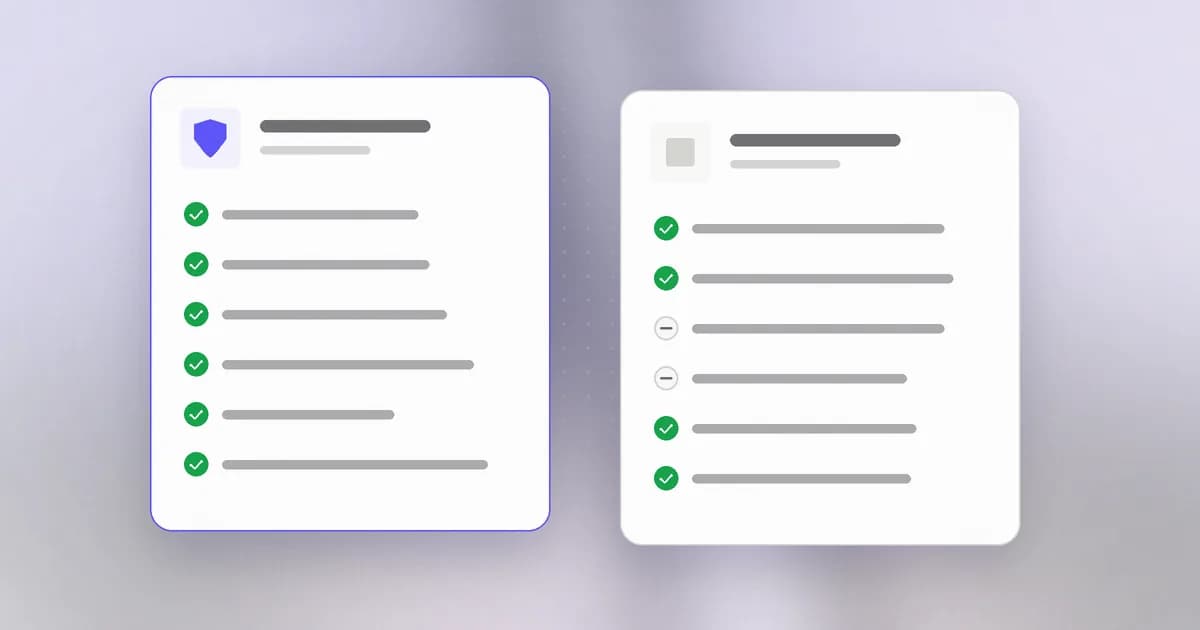 Two options compared side by side, with the stronger one outlined in indigo