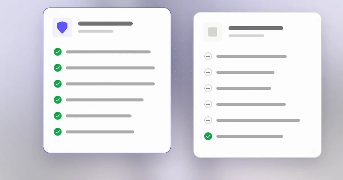 Two options compared side by side, with the stronger one outlined in indigo