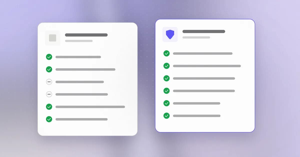 Two options compared side by side, with the stronger one outlined in indigo