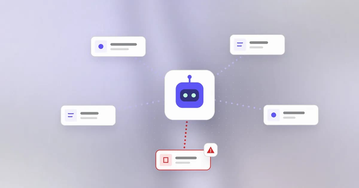 An AI agent connected to several MCP tools and skills, with one tool flagged for a hidden instruction