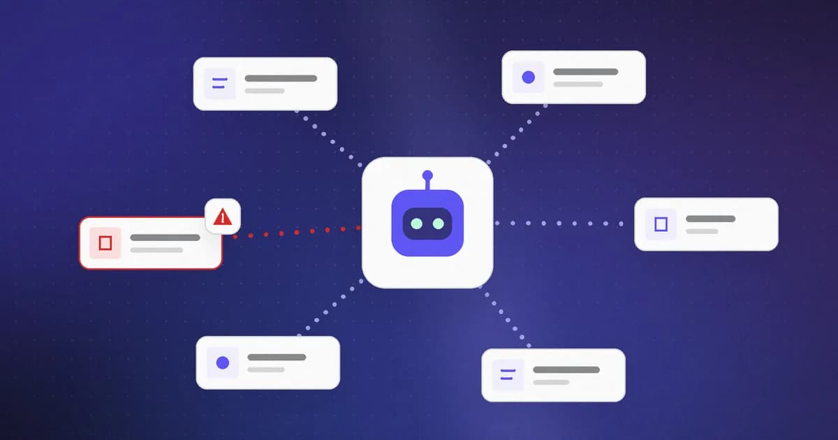 An AI agent connected to several MCP tools and skills, with one tool flagged for a hidden instruction