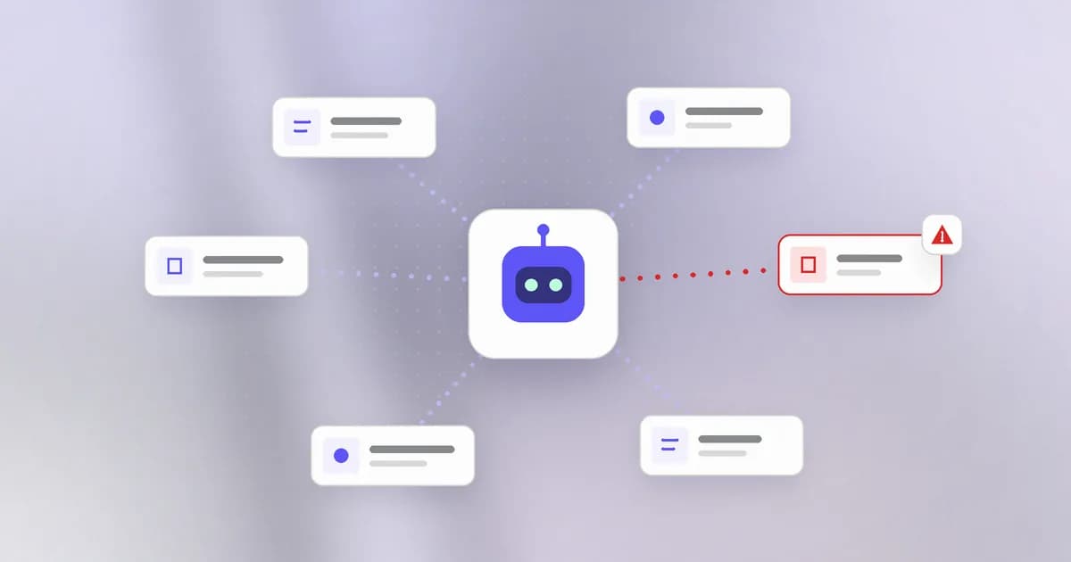 An AI agent connected to several MCP tools and skills, with one tool flagged for a hidden instruction