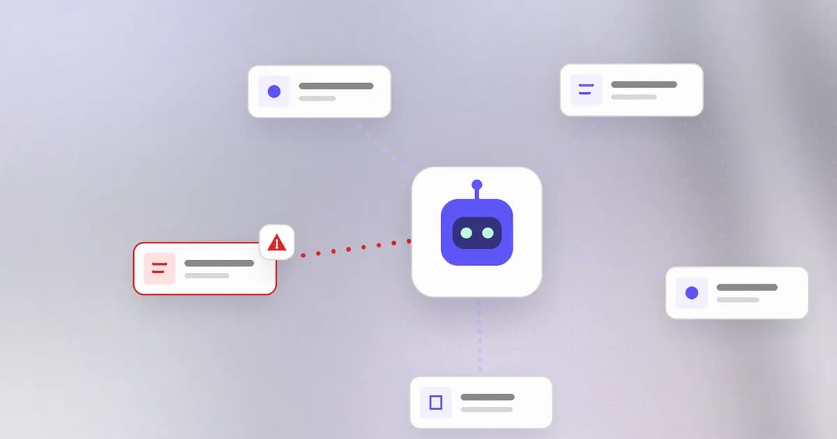 An AI agent connected to several MCP tools and skills, with one tool flagged for a hidden instruction