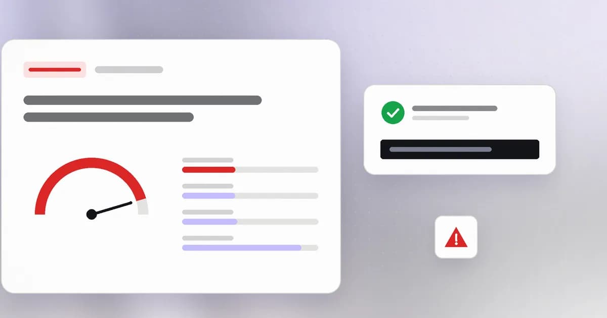A vulnerability advisory card with a high severity gauge and a patched version ready to install