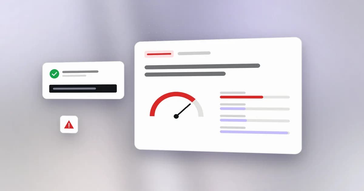 A vulnerability advisory card with a high severity gauge and a patched version ready to install
