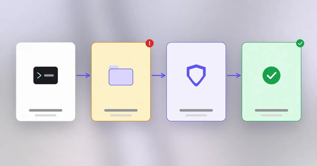 One delete command expanded step by step: the pattern resolves to concrete targets, one of them is a symlink leading outside the project boundary, and the scope check refuses it
