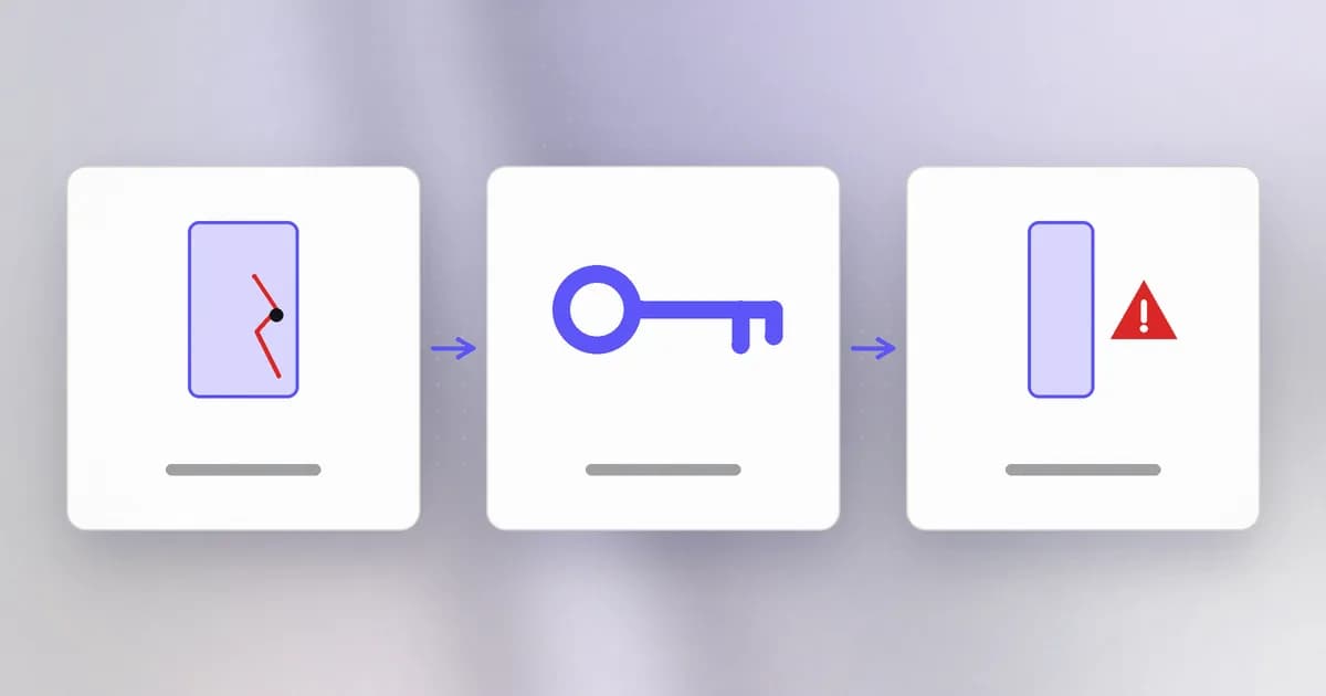 Three linked stages showing a flaw in a door, a tool shaped to the flaw, and an open door with harm behind it