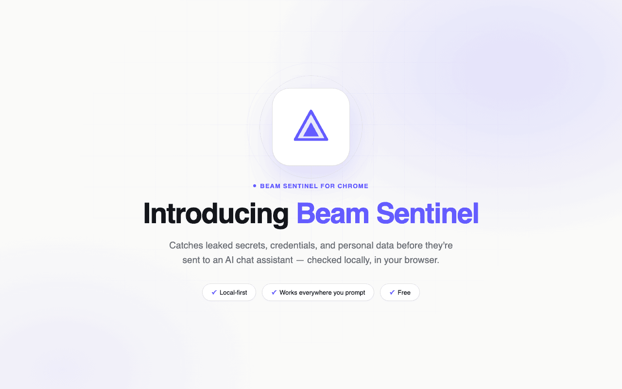 Beam Sentinel introduction: checking prompts before they're sent to an AI chat assistant
