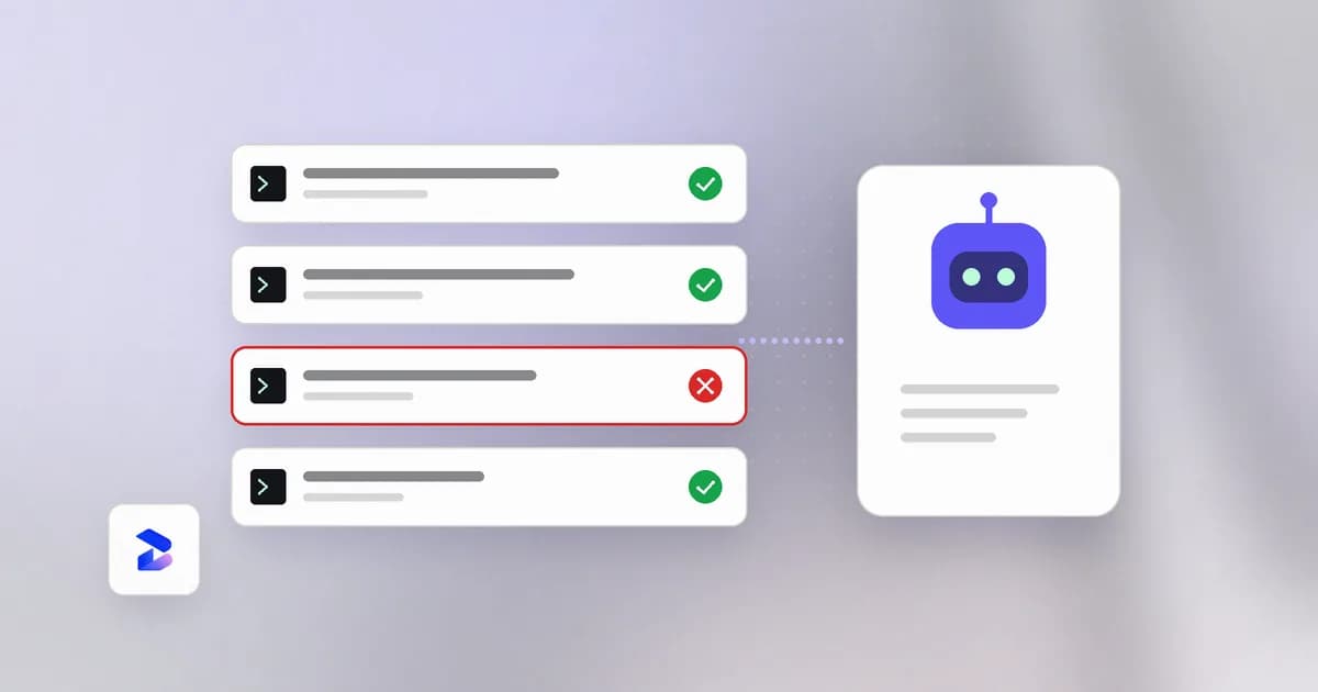 An AI agent proposing actions, with one risky command denied by policy and the rest allowed