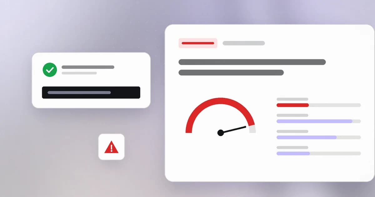 A vulnerability advisory card with a high severity gauge and a patched version ready to install