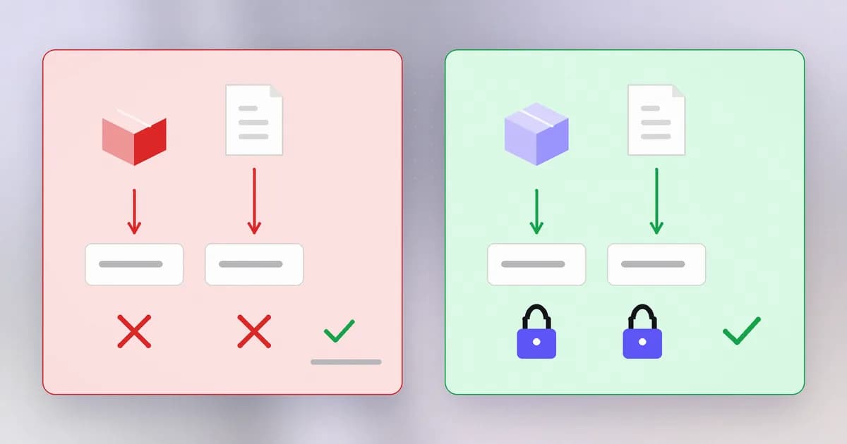 Before and after: without immutability, release files and the checksum file can both be replaced and still match; with immutability, edits are refused