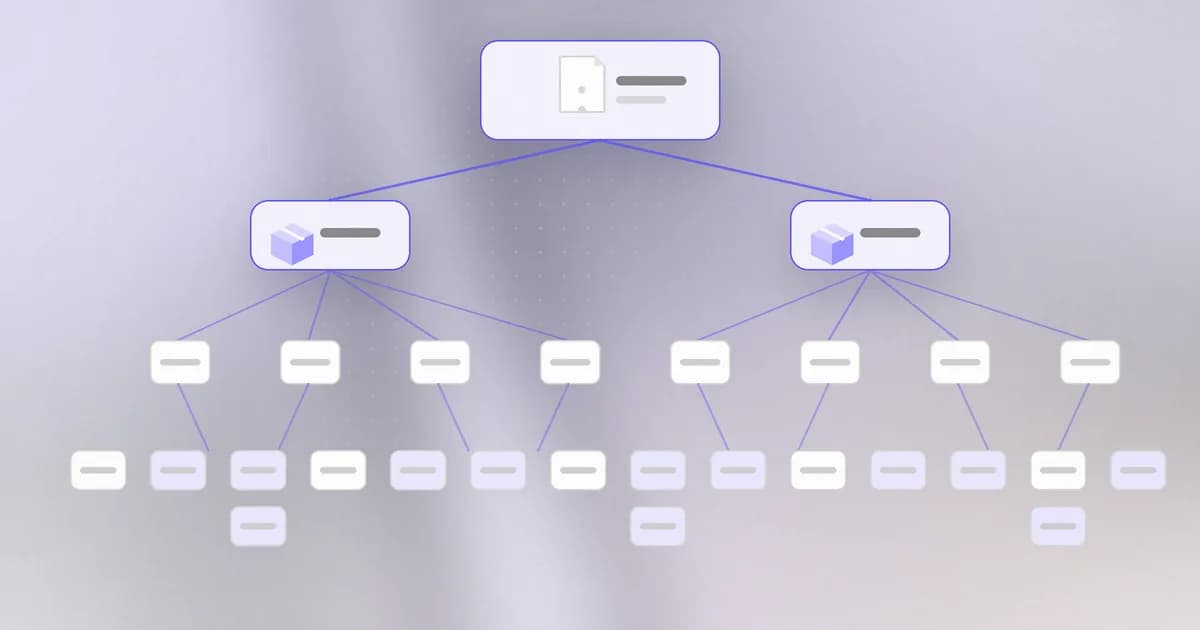 A project at the top, two direct dependencies below it, and a wide tree of transitive dependencies underneath