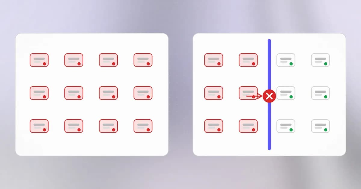 The same infection in a flat network reaching every machine, and in a segmented network stopped at a zone wall