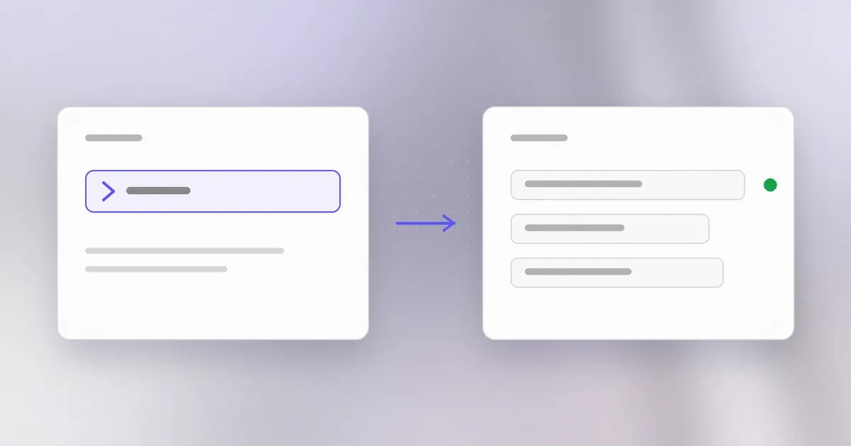 A typed instruction on the left producing a short reply on the right