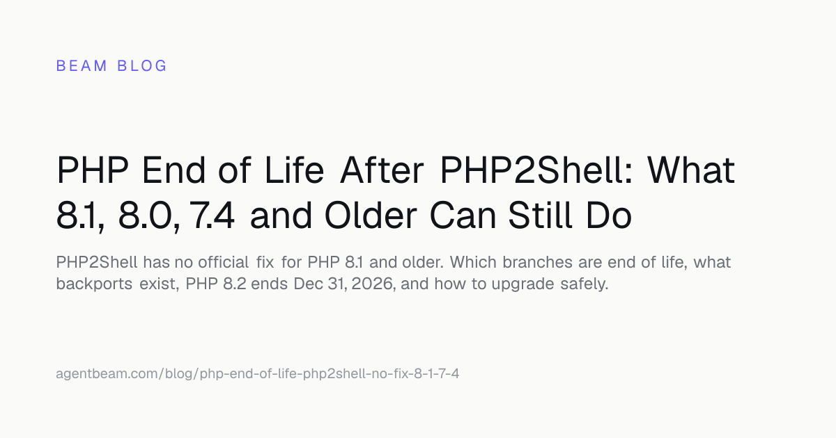 PHP End of Life After PHP2Shell: No Fix for 8.1 and Older | Beam